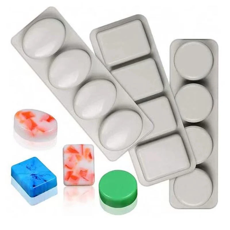 Silicone Soap Molds 4 with Oval Round Square Soap Molds Silicon Mold for Making for Baking Supplies Home Decor
