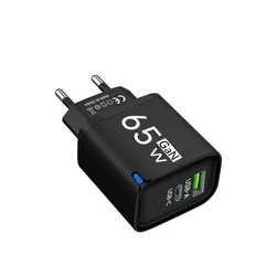 65W GaN USB - C Fast Charger with PD Quick Charge 3.0 - Universal Adapter (Black EU)
