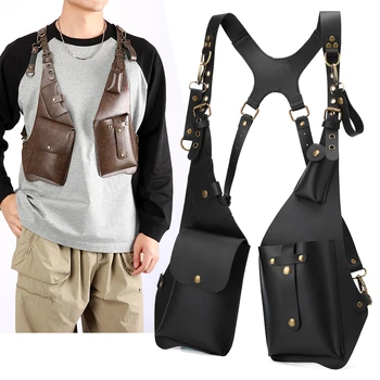Borsa pettorale tattica funzionale per uomo Fashion Bullet Hip Hop Vest Borsa streetwear Marsupio Antifurto Borsa pettorale nera maschile
