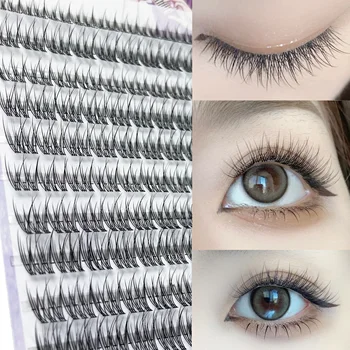 1/box 120 bundles Mink False Eyelash Natural Fishtail Lash 3D Russian Individual Eyelash Extension Cluster Makeup Tool Wholesale