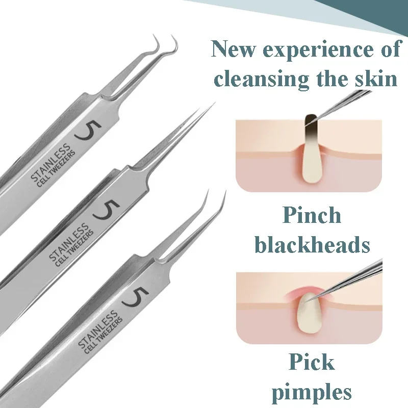 Ultra-fine No. 5 Cell Clip Set With Box Pimples Blackhead Clip Tweezers Special Scraping & Closing Acne Home Cleaning Skin Tools tweezer tool,pimples blackhead tweezers,blackhead clip tweezers,cosmetic tool