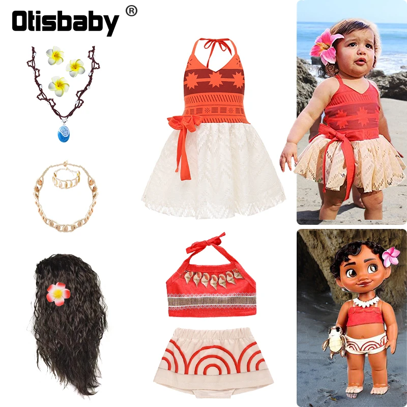 Vestido moana de verão para meninas, roupa feminina para bebês