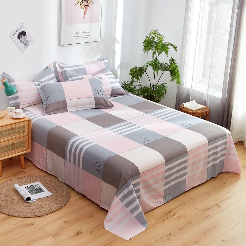 100 Cotton Bed Sheet Home Textile Solid Color Flat Sheet Bed Linen