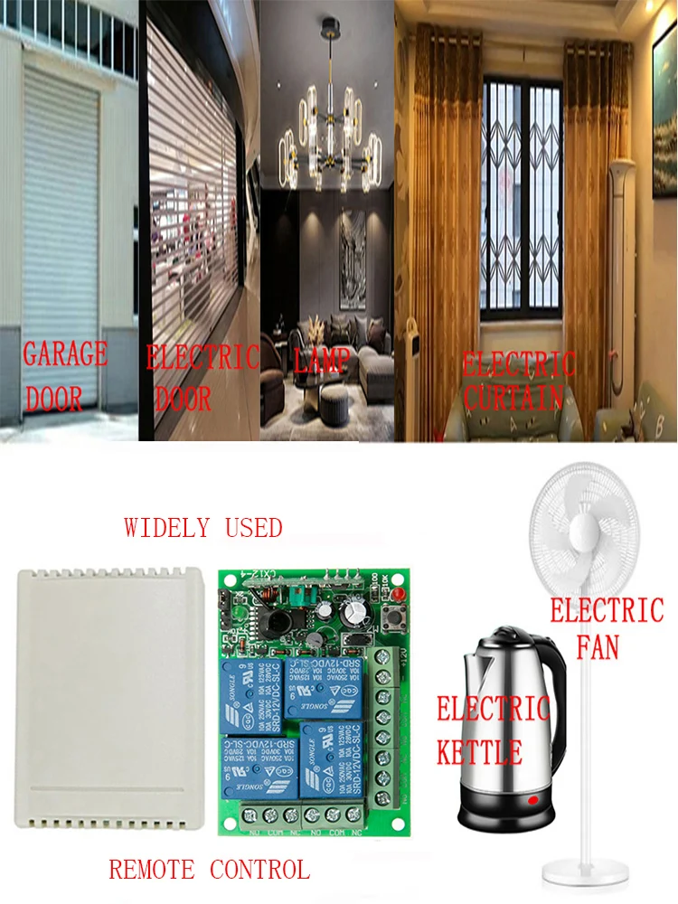 DC12V 24V 4CH 4 CH 무선 RF 원격 제어 전등 스위치 10A 릴레이 출력 라디오 수신기 모듈 스위치 컨트롤러 차고 문