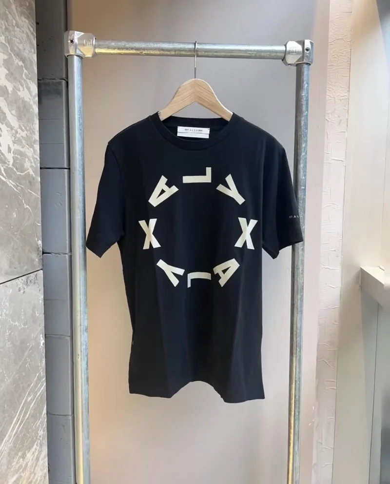 

Высококачественная футболка с круглым буквенным принтом и логотипом ALYX 1017 9SM для мужчин и женщин Европейский размер Harajuku хлопок ALYX Топы