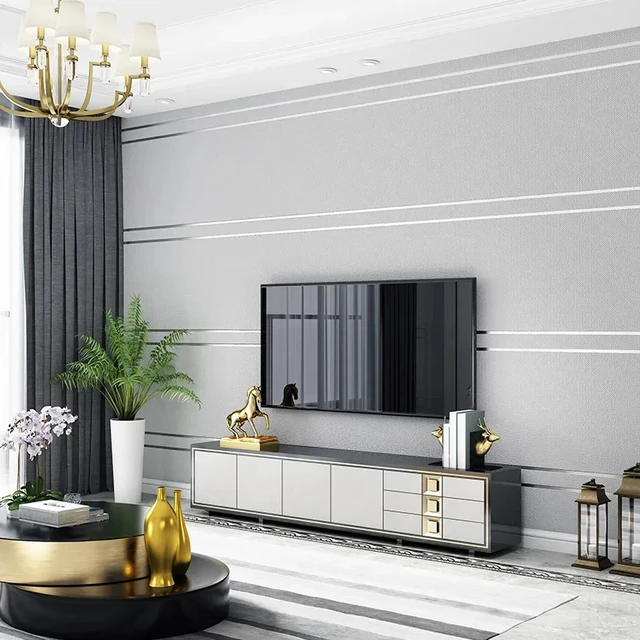 3D Wallpaper Modern Simple Striped Pattern Living Room Tv Background Home Decor Non-woven Fabric Non Self Adhesive Wall Sticker 2