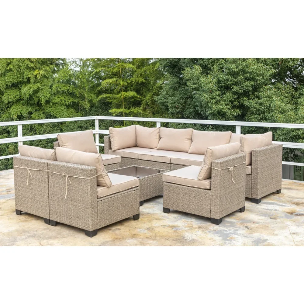 9 piece sectional sofa set adds the perfect experience to any outdoor space 