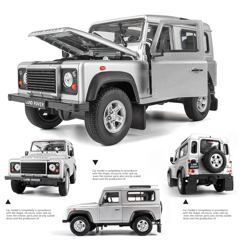 Welly 1/24 Land Rover Defender Alloy Car Model Diecast Metal Toy Off-Road Vehicle Car Model Simulation Collection Childrens Gift 4