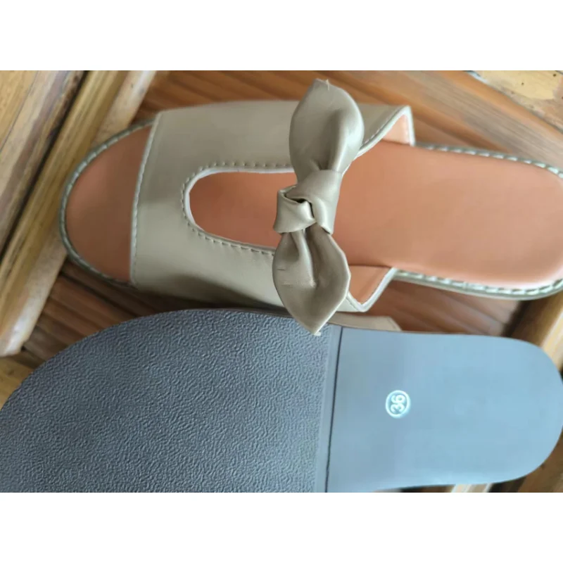 Large Women's Sandals Summer Bow Hollow 2023 Summer Women's Sandals Comfortable Women's Shoes Flat Shoes Women's Summer Shoes