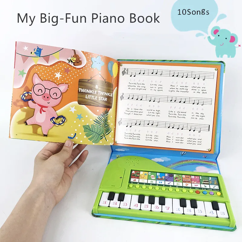 Livro de piano educacional para crianças, brinquedo musical para 3 anos,  brinquedos do bebê, teclados de piano com livro 10, presente de tom -  AliExpress