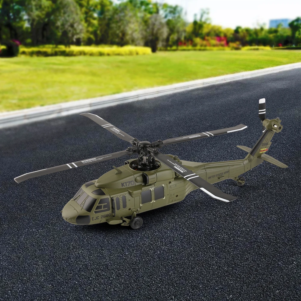 Wltoys K170 RC 헬리콥터 UH-60L 블랙호크 듀얼 브러시리스 6축 자이로 4채널 4날개 항공기 원격 조종 항공기 모델 선물