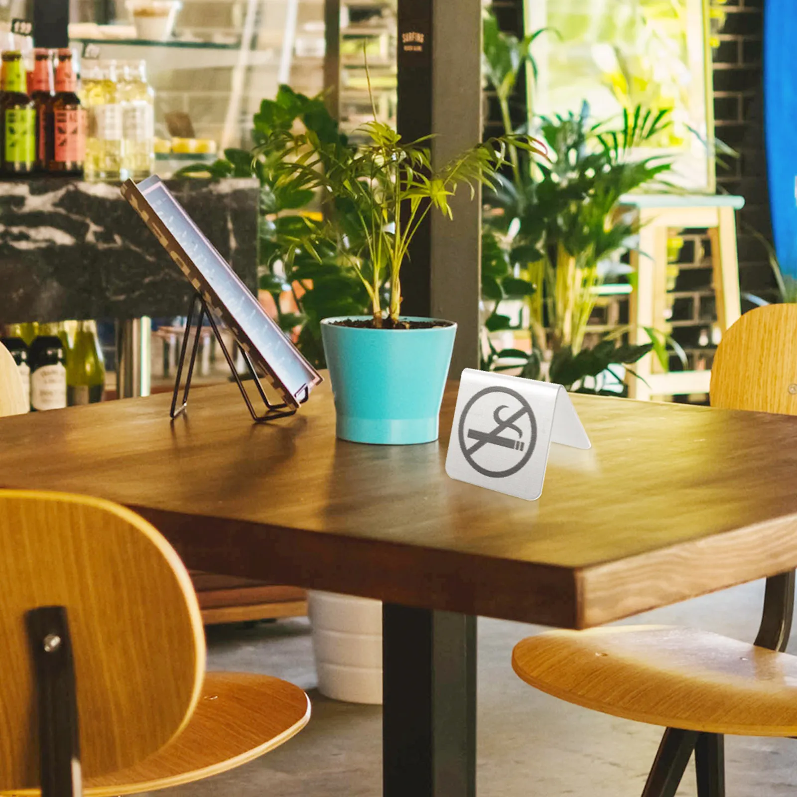 2Pcs 튼튼한 스테인레스 스틸 금연 테이블 카드 연회 웨딩 라운지 공공 장소를 위한 명확하게 인쇄된 실내 테이블 표시