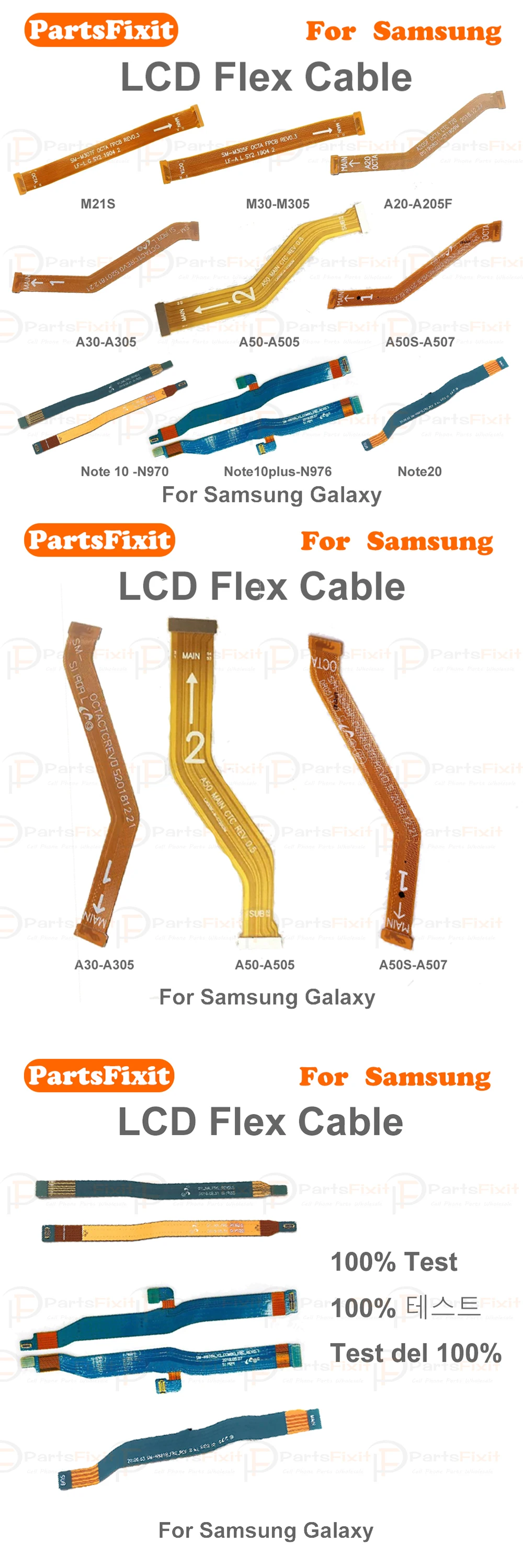 LCD Flex cable For Samsung Galaxy M21S M30 A20 A30 A50 A50S NOTE10 NOTE 20 NOTE 10+ Connector LCD Display Replacement Parts S4409158966bb45fca946ba5478db8c514