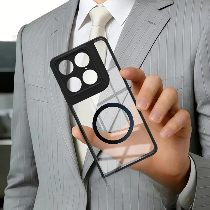 Luxury Transparent Ultra Slim Magnetic Armor Shockproof Bumper Phone Case