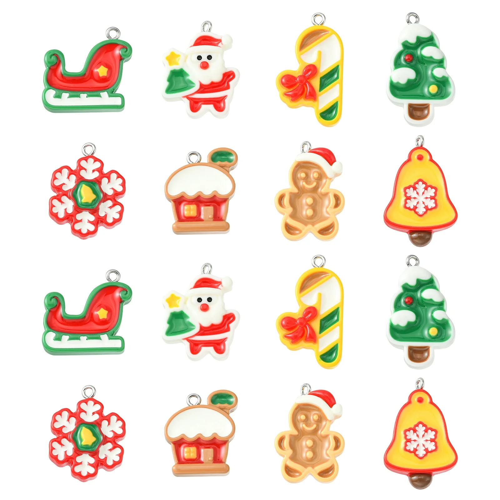 

40Pcs 8 Styles Resin Enamel Christmas Charms Xmas Tree Snowflake Gingerbread Man Charms for Xmas Decor Jewelry Making DIY