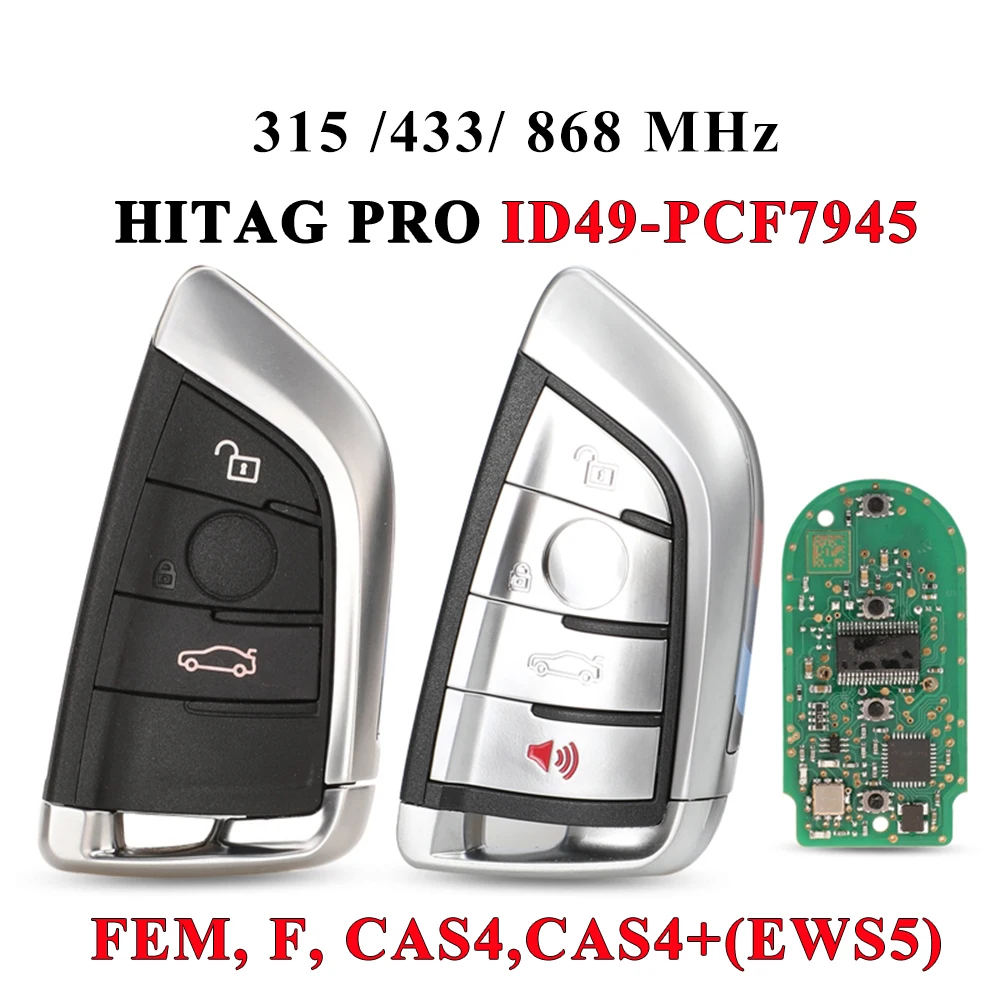 Jingyuqin 스마트 3/4 버튼 315mhz 433mhz 868MHZ 원격 키 BMW..