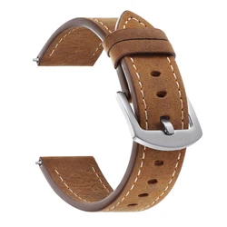 Handcrafted Genuine Cowhide Brown Watch Band with Vintage Metal Buckle - 22mm (Light Brown - Silver)
