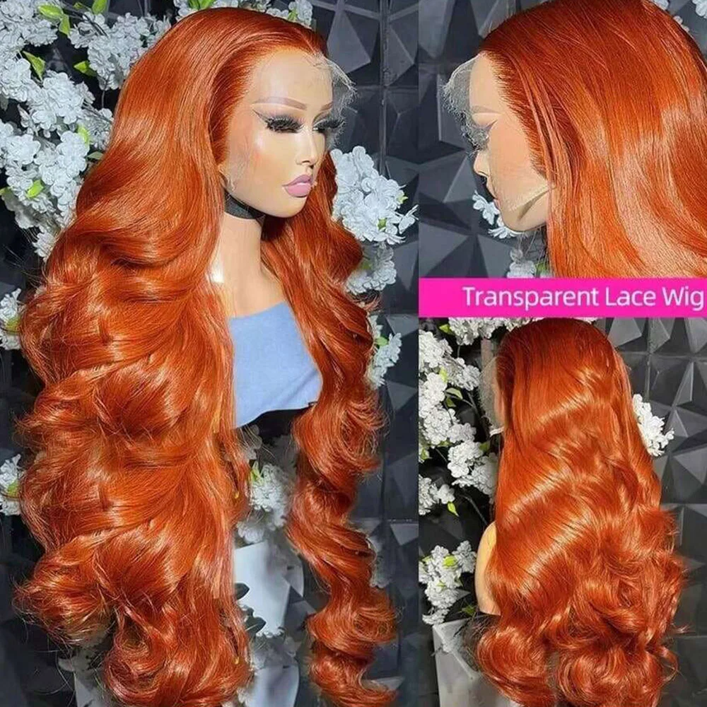 28 Inch 350 Ginger Orange 13x4 HD Lace Front Wigs Human Hair 200% Density Body Wave Lace Front Wigs Human Hair with Baby Hair
