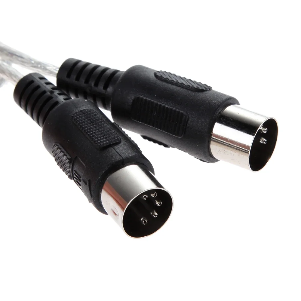 1 PC USB To MIDI Cable Converter PC To Synthesizer Music Studio Keyboard Interface USB Cable IN-OUT MIDI Converter Adapter Cord
