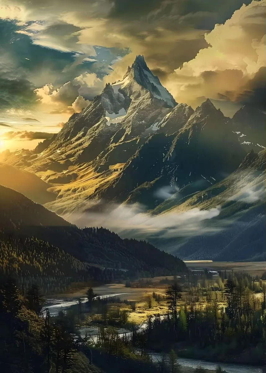 Natural Scenery Landscape Canvas Art: Sea, Mountains, and Rivers Poster