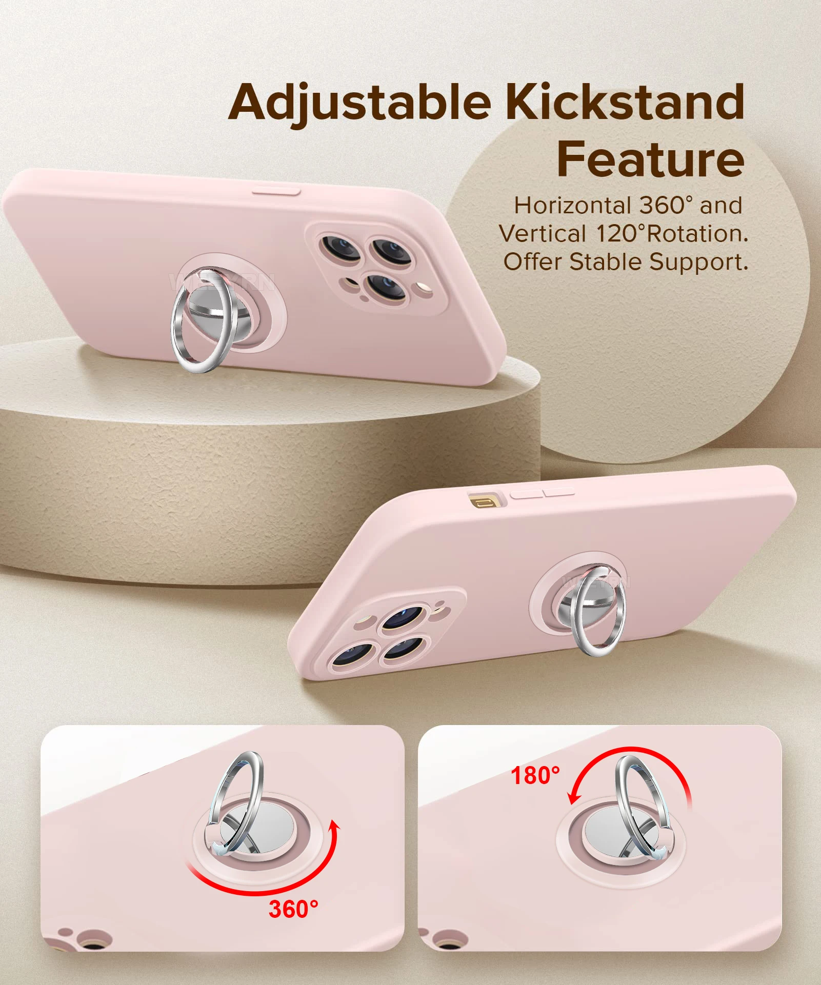 Premium Liquid Silicone Case with Ring Holder and Strap - Durable and Stylish Protection