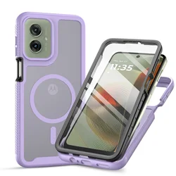 Premium 360° Full Body Magnetic Screen Protector Case with Matte Acrylic Finish - Motorola Moto G06 (Light Purple)
