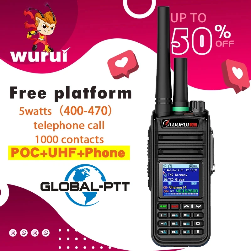 Wurui 4G 918 POC UHF global-ptt телефон walkie talkie двухсторонние радиостанции ham телефон мобильный дальность 100 км Расстояние портативный uniwa f80 2 4 дюйма 4g смартфон ip54 водонепроницаемый android 8 1 мобильный телефон qualcomm 1 гб 8 гб мобильный телефон ptt poc walkie talkie