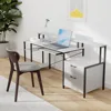 Computer Desk File Drawer, Gaming Desk with LED Light & Power Outlets, Home Office Desk with File Cabinet 1