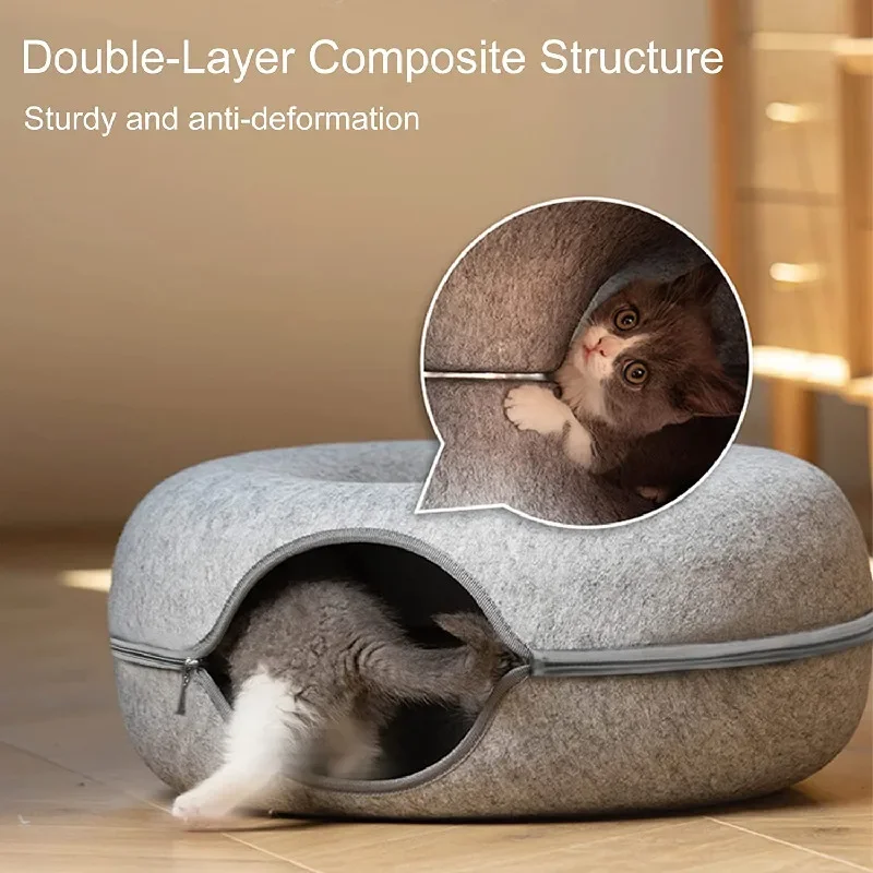 

Cats House Kitten Training Toy Donut Pet Cat Tunnel Interactive Play Toy Cat bed Dual Use Ferrets Rabbit Bed Tunnels Indoor Toys