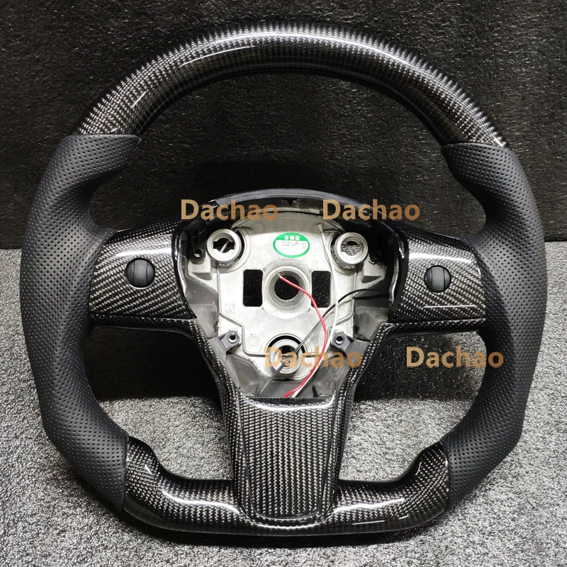 Real Carbon Fiber Steering Wheel For Tesla Model 3 Model Y 2015 2016