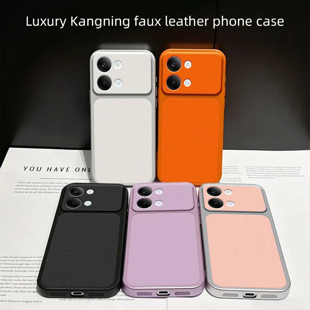 Luxury Leather Matte Back Cover with Lens Protection
