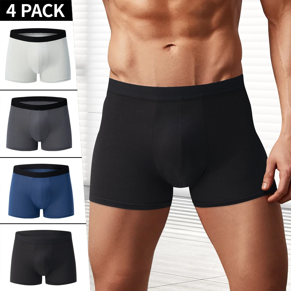 Printed Boyshort Underwear 4-piece MEN'S Comfortable and Fashionable Plus-size Printed Boyshort Maximum 6XL Swimming Trunks for Teenagers