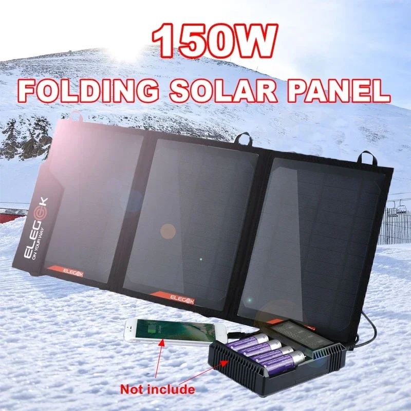 

Outdoor Foldable Solar Panel 18V/5V Portable 150W Folding Waterproof Solar Charger Solar Cells Mobile Power for Camping Hiking