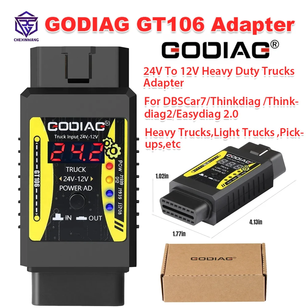 Повышенная Эксплуатационная мощность Godiag GT106 OBD2 от 24 В до 12 В для Easydiag/ Golo/IDIAG/ ThinkCar/ICarScan/Thinkdiag 2/DBScar II DBScar7