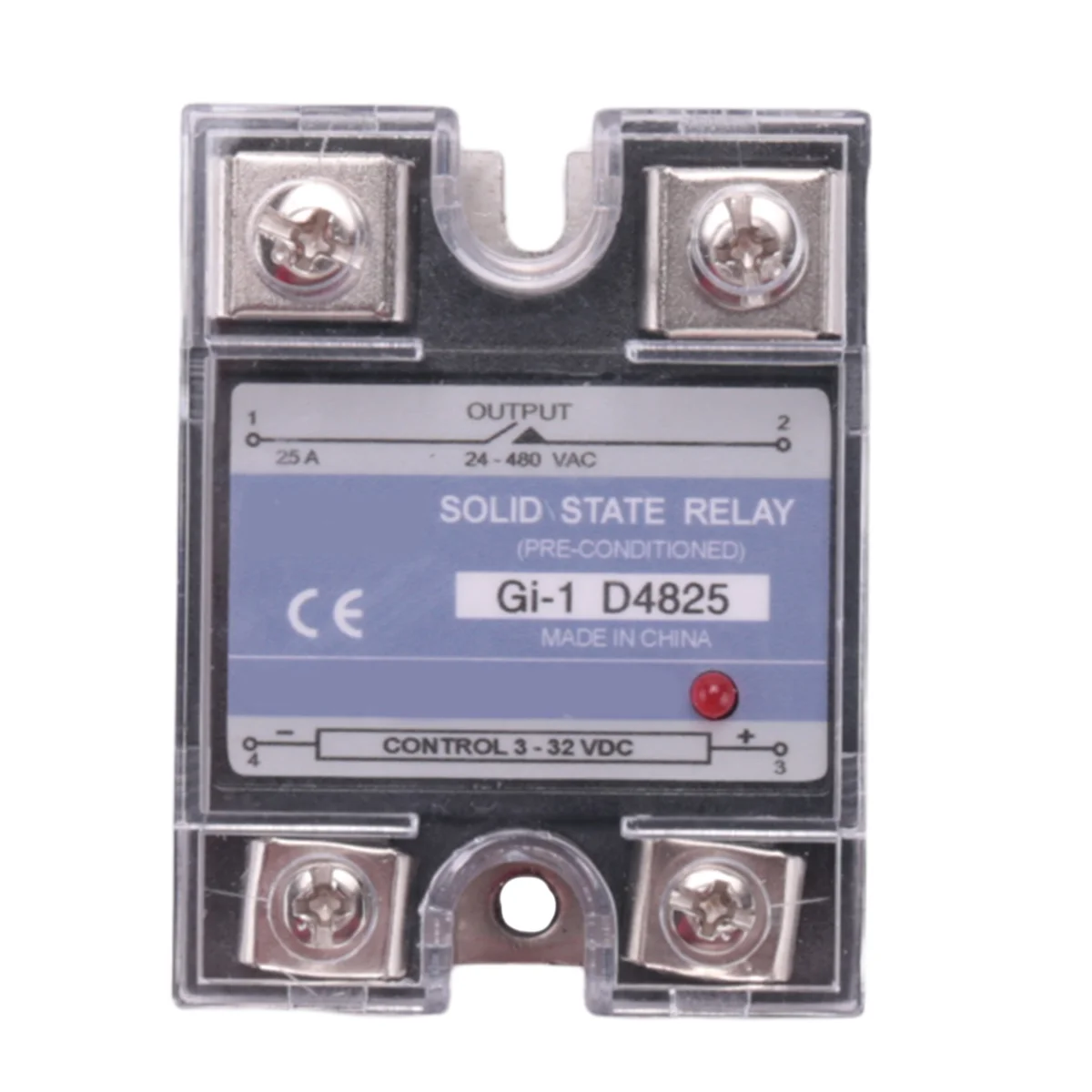 

SSR 25A 3-32V DC To 24-480V AC Single Phase Solid State Relay DC Control AC MGR-1 D4825 Load Voltage