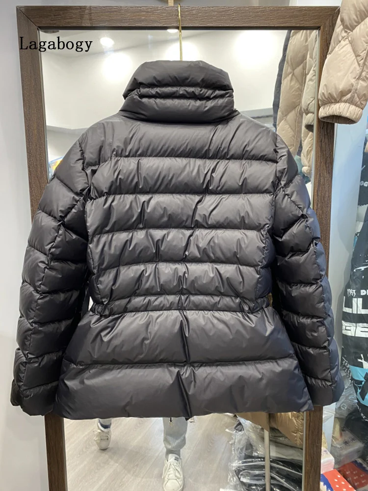 

Женская зимняя куртка на утином пуху, Белая теплая парка с воротником-стойкой, водонепроницаемая куртка на молнии, новинка 90%, 2023