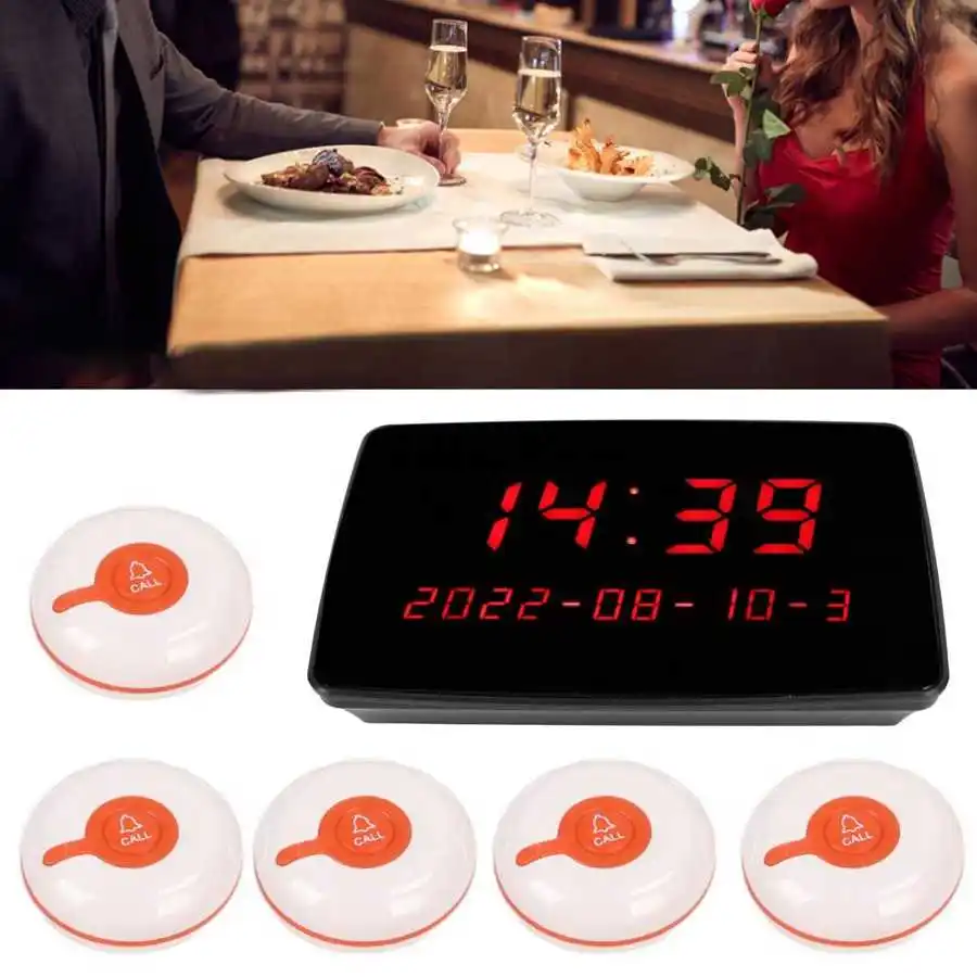 Restaurant Pager Wireless Calling System 10Pcs Call Buttons 1 Display Receiver Patient for Hospital Bar Nursery Cafe
