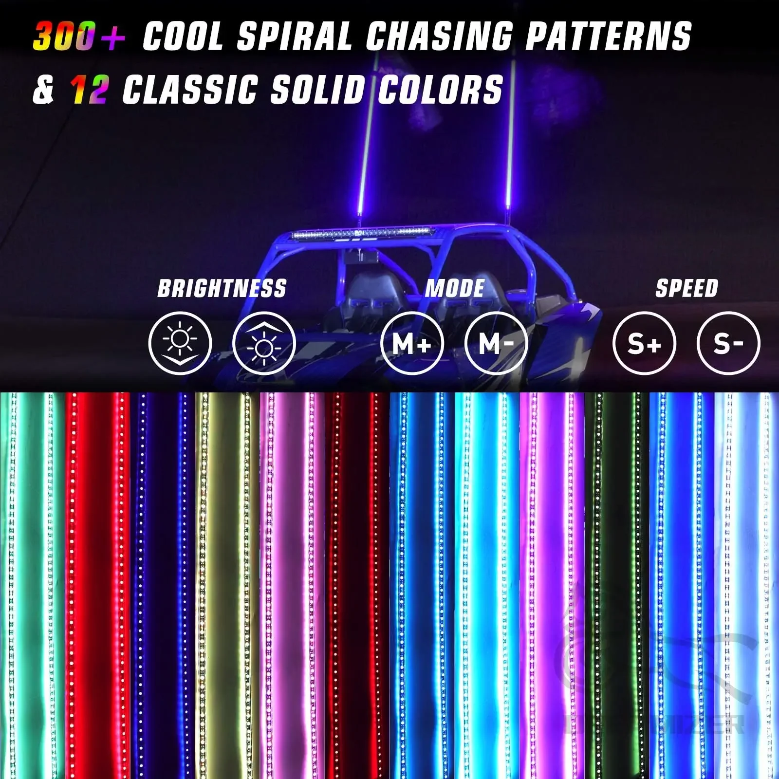 LED Whip Light Connectable Flagpole Lights 3FT