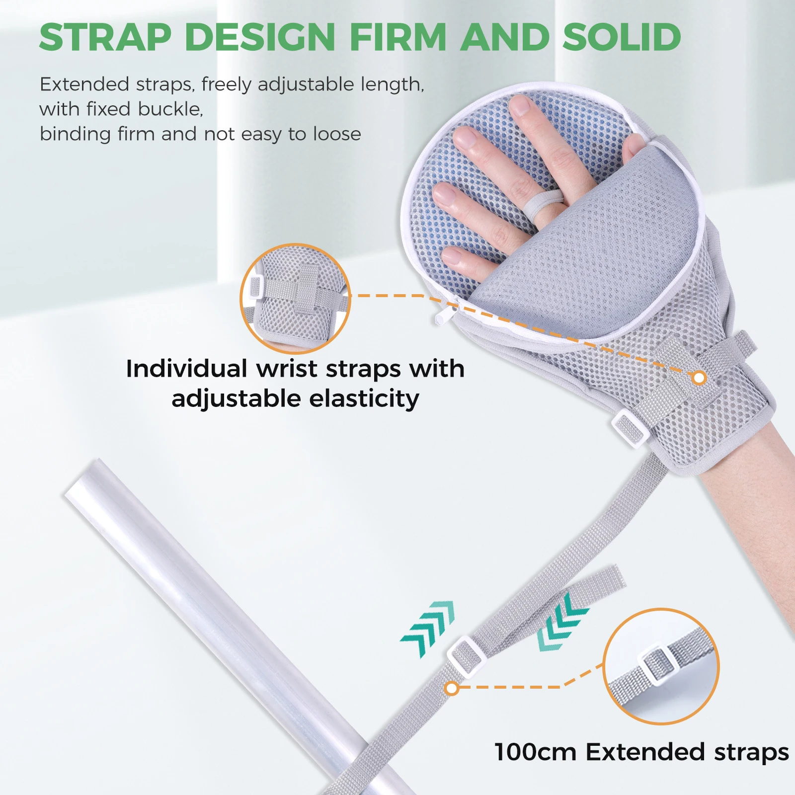 Lefeke Breathable Restraint Gloves Zip-Up Bed Restraints Mitts Dementia Patients Elderly Autistic Child Hand Protective Gloves 6