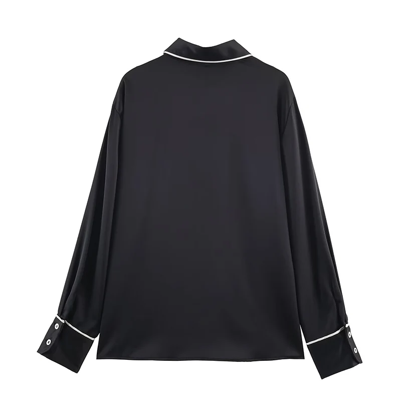 Chic Fashion Black Satin Shirts for Women 2025 New Long Sleeve Women's Streetwear Casual Shirt And Blouse Top ﻿
