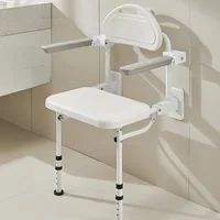 Wall-mounted Bathroom Chairs Disabled Chair Shower Seat, Height Adjustable Elderly Toilet Bath Chair Bathing Aids Folding Stools 1