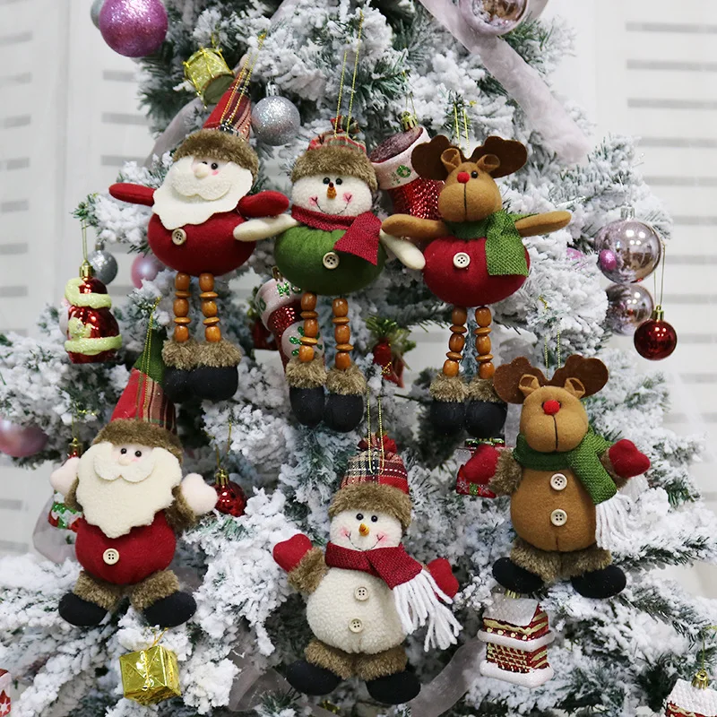 

Christmas Dolls Tree Decor Ornament Reindeer Plush Snowman Accessory Craft Santa Claus Standing Doll Decoration Merry Christma
