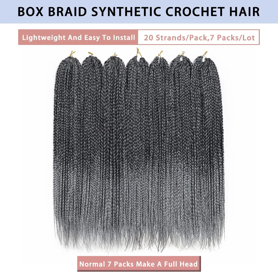 24inch Crochet Box Braids Hair pre looped Goddess Box Braids Crochet Braiding Hair 1/5/9 Packs Crochet Box Braids Synthetic Hair 4