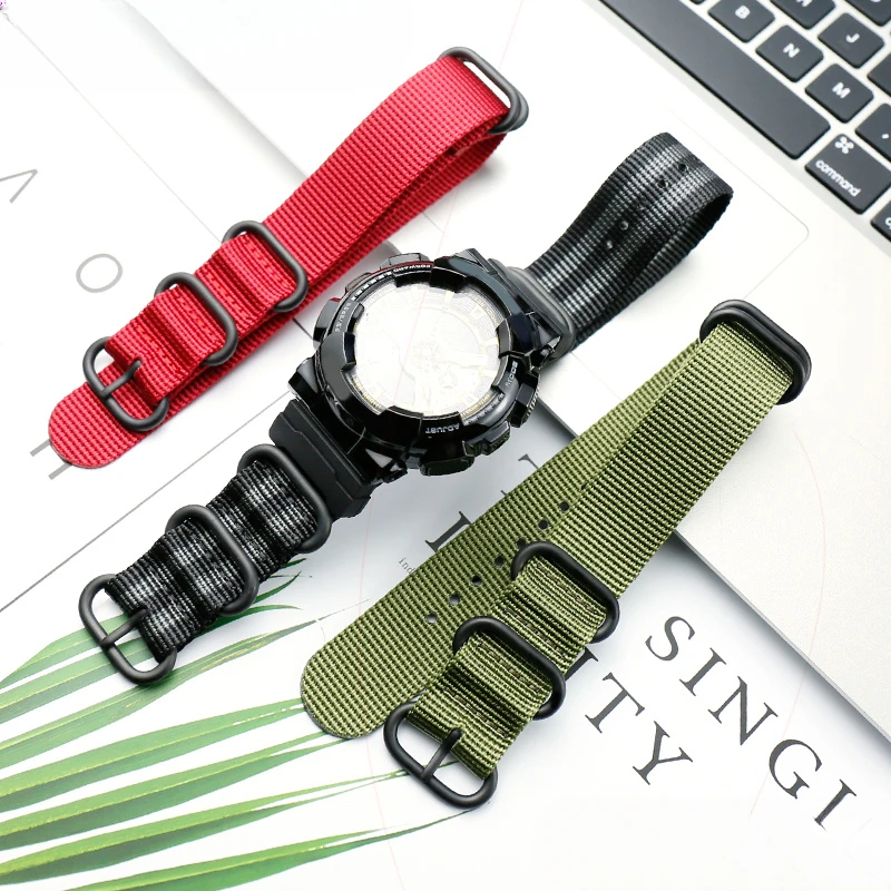 Per Casio Gshock Ga100 Gd120 Ga700 Dw5600 Connettore In Tela Di Nylon Nero Blu Grigio Tessuto Modificato Con Cinturino Per Orologio Strumento