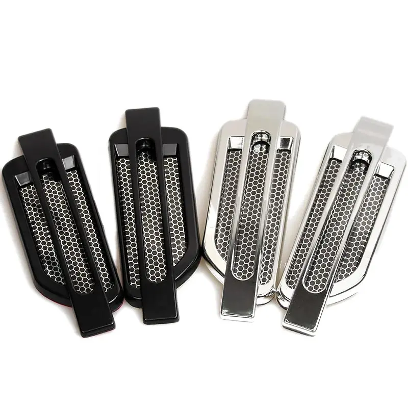 1pair Car Fender Stickers Air Flow Spoiler Racing Intake Grille Trim Chrome Decorative Automobile Accessories car body trim accessories