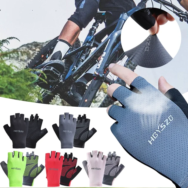 Guantes Unisex de medio dedo para ciclismo, protectores de manos  antideslizantes de silicona con malla de mariposa, a prueba de sudor,  transpirables, para ciclismo de montaña y carretera - AliExpress