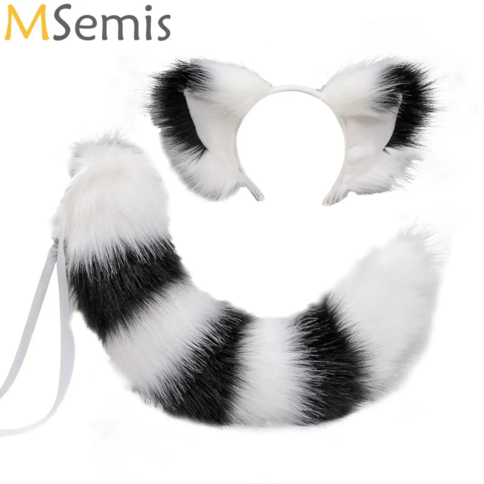 

Fox Ears Headband Tail Set Adult Halloween Anime Cosplay Props Animal Hair Hoop Plush Cat Ears Hair Clip for Dance Funny Gifts