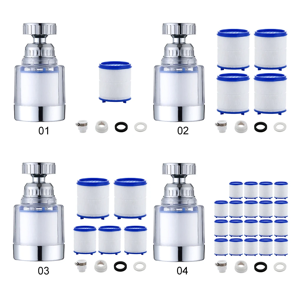 360 Degree Water Filter Tap with PP Cotton Filter Element Tap Extension Interchangeable Element Suitable for water purifier filter