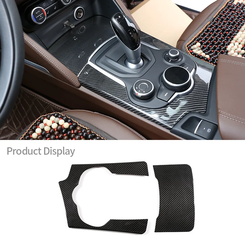 

For Alfa Romeo Stelvio 2019 Real Carbon Fiber Car Interior Central Control Gear Water Cup Panel Decorative Frame Car Accessories