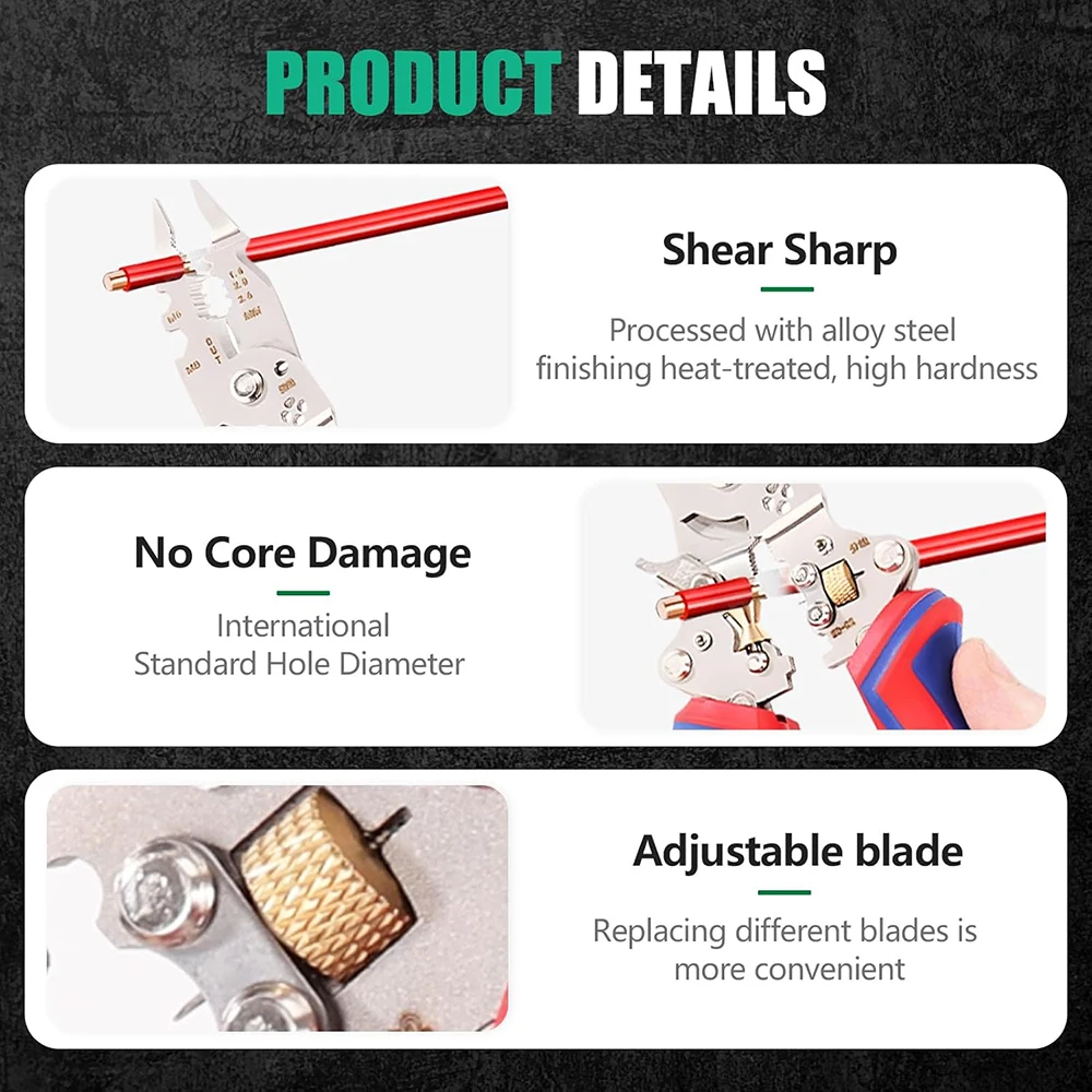 Enhanced Multi-Function Wire Stripper & Crimping Tool with Voltage Testing and Cable Cutting Scissors
